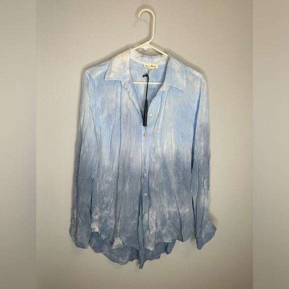 Jane & Delancey Women's Blue Ombre Button Down Roll Tab Sleeve Tunic new medium - Picture 1 of 3
